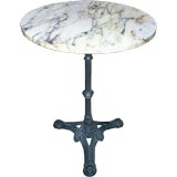 Vintage Cast Iron Pub Table with Marble Top