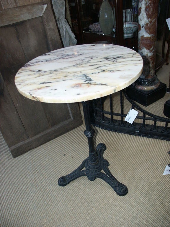 American Vintage Cast Iron Pub Table with Marble Top