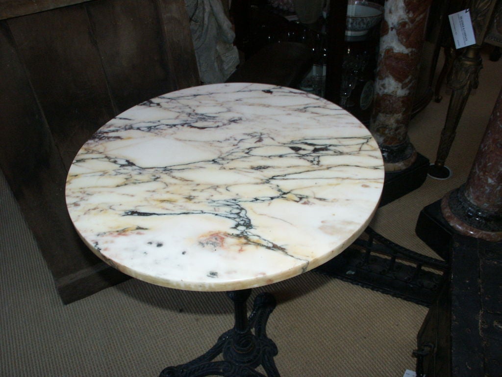 20th Century Vintage Cast Iron Pub Table with Marble Top