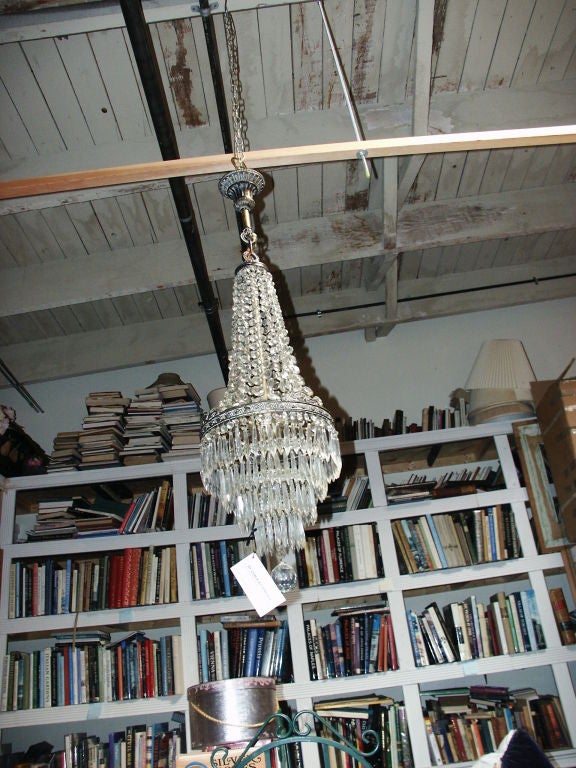 Tall Narrow Tiered Crystal  Chandelier