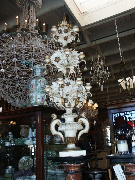 Large Single giltwood  and Polychrome Candelabra