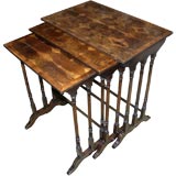 Set of Three Nesting Table In Oyster-Veneer Walnut