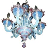 Vintage Venetian Chandelier in Pink and Opaline