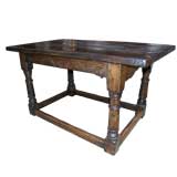 Antique Jacobean Style Table With Thick Slab Top