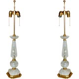 Pair of Modern Rock Crystal and Gilt Bronze Lamps