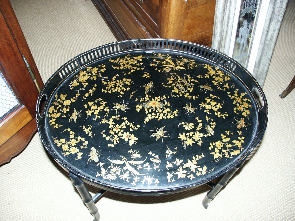 English Tole Tray Table For Sale