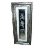 Reverse Etched Venetian Glass Mirror Panel in Silvered Frame