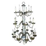 Massive Wood and Bronze  Antique Chandelier From Local Estate