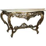 Ornate Italian Giltwood Console with Marble Top