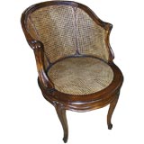 French Style Swivel Desk Chair with Caned Back and Seat
