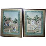 Rare Pair  of  "Indian Paper" Framed Wall Paper Panels