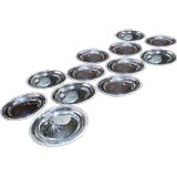 Set of Twelve Sterling Silver Plates With Crest  Engraving