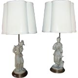 Vintage Pair of Figural Lamps In the Asian Style