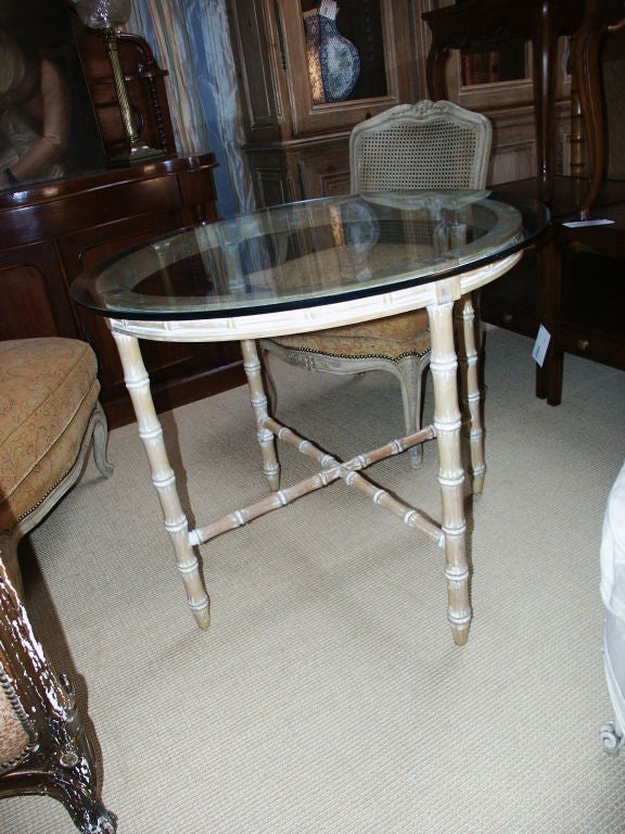 Faux Bamboo Table Base With White Wash Finish