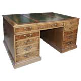 George III StyleWalnut  Desk With Green Leather Top