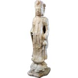 Antique Stone Asian Figure  On Lotus Base