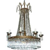 Italian Tole and Crystal Neoclassical Chandelier