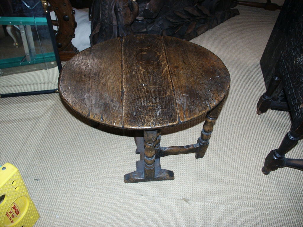 Oak Small Rustic Gate Leg Table For Sale
