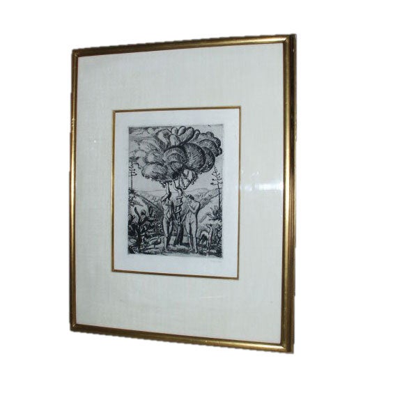 20th C Joseph Hecht Engraving  "Adam and Eve" For Sale