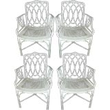 Set of Four Faux Bamboo Arm Chairs by Michael Taylor