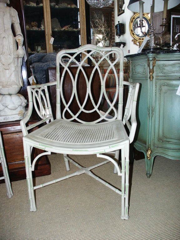 Set of Four Faux Bamboo Arm Chairs by Michael Taylor