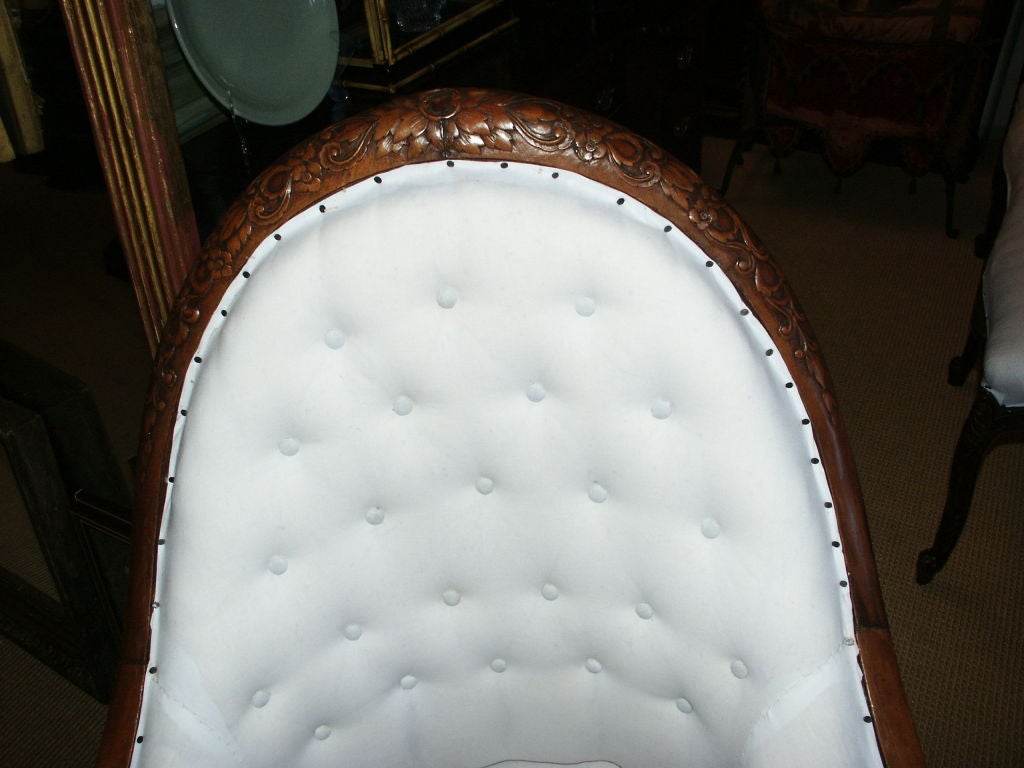 Italian Early 20th C Deco Style Barrel Back Carved Bergere For Sale
