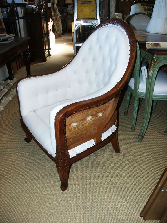 Early 20th C Deco Style Barrel Back Carved Bergere For Sale 2