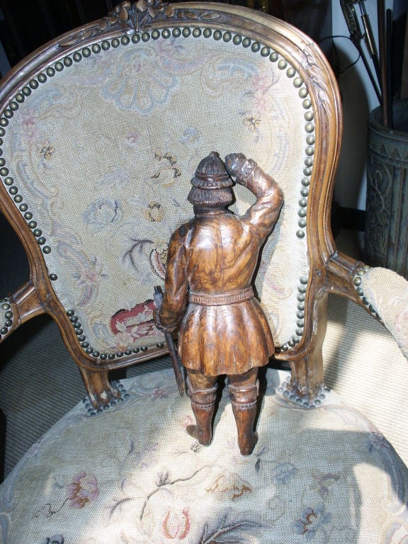 Folk Art Charming Carved Figure For Sale