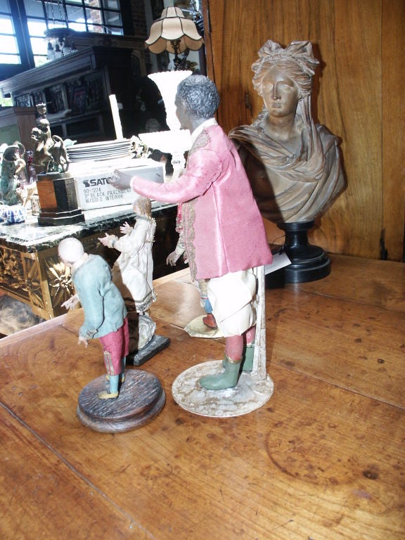 19th Century Group of Four Italian Polychrome Composition Creche Figures For Sale
