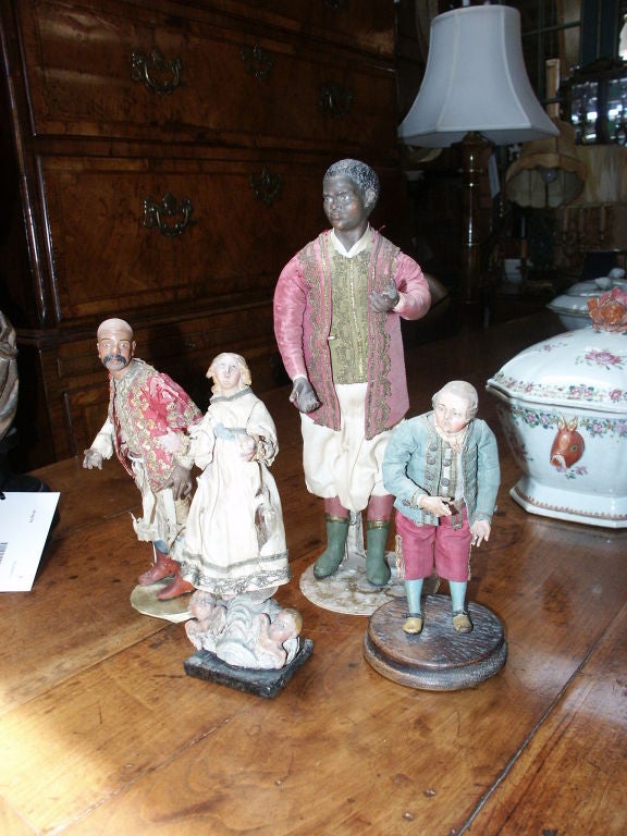 Beautiful group of four creche figure dolls from the early 19th and late 18th C   The largest is 12.5