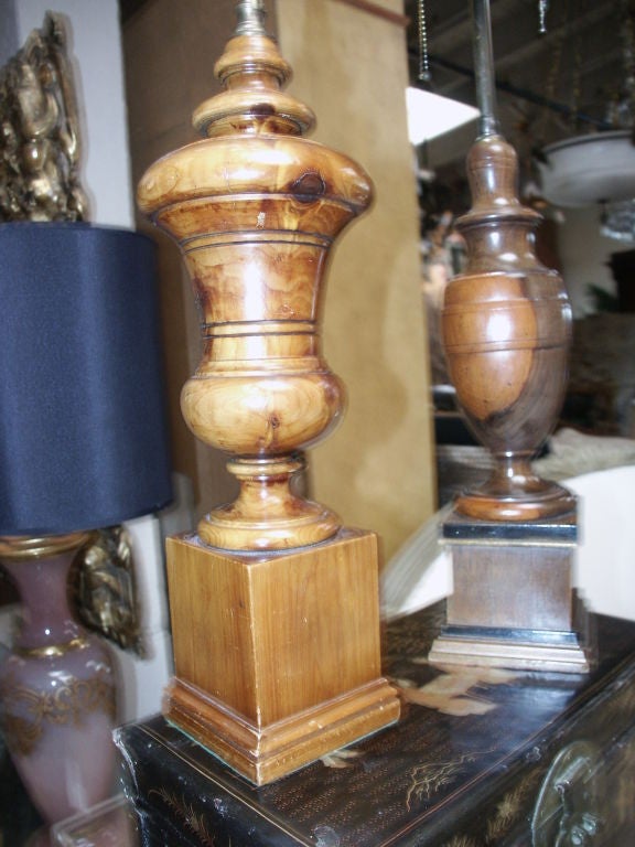 Two Exotic Wood Lamps