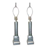 Pair of 19th C Tole and Bronze Lamps