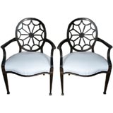 Vintage Pair of English Style Arm Chairs With Painted Finish