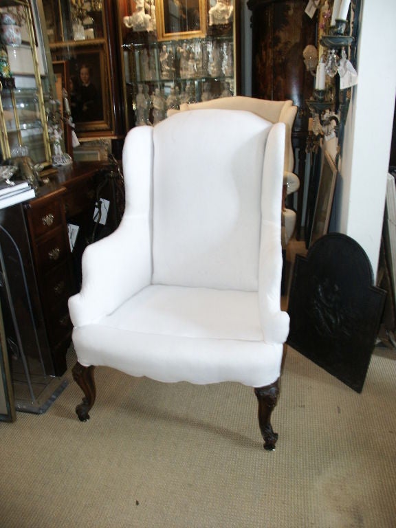 Unusual Wing Chair with French Style Legs