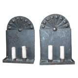 Antique Pair of Early Looking Tole Sconces