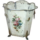 Vintage Tole Waste Basket With Paw Feet