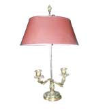 Bouillotte Lamp with Red Shade and Later Electrified