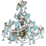 Chandelier With Blue Glass Flowers