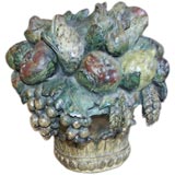 18th C Fruit Basket Wood Carving