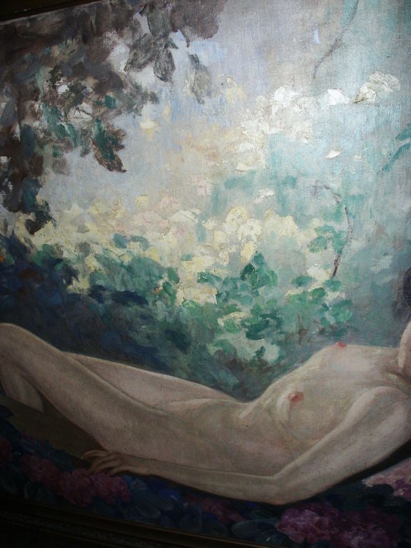 Canvas Large Early 20th C Nude Oil Painting For Sale