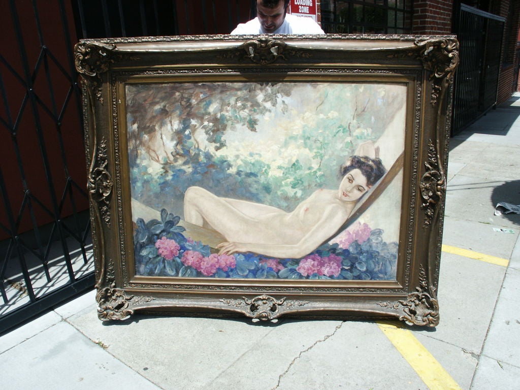 Large Early 20th C Nude Oil Painting For Sale 4