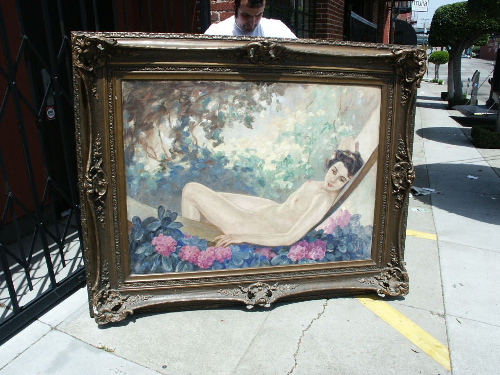 Large Early 20th C Nude Oil Painting For Sale 3
