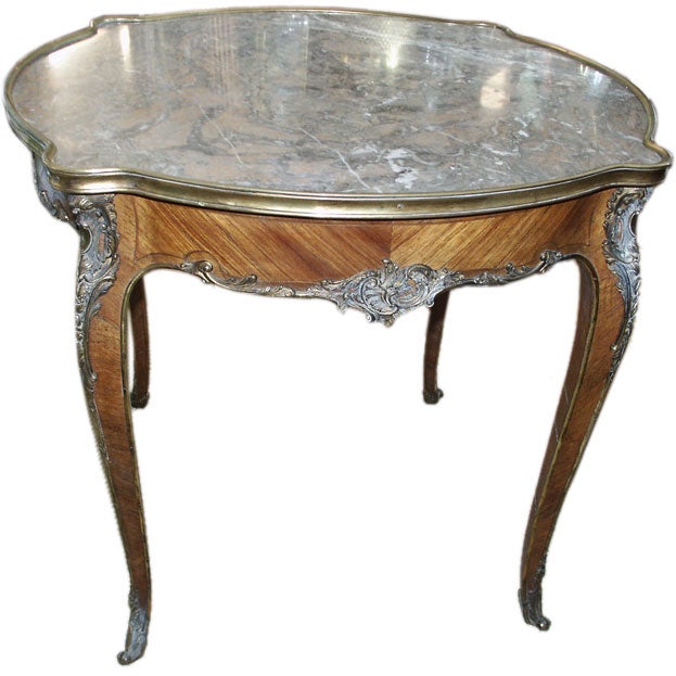 19th C French Bronze Mounted Kingwood Center Table For Sale