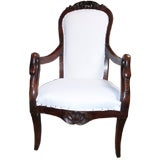 18th C Primitive Carved Swan Chair