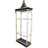 Retro Painted Tole and Antiqued Mirror Hanging Vitrine