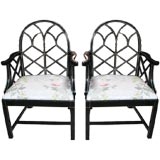 Pair of George III Cockpen Style Black Lacquered Chairs