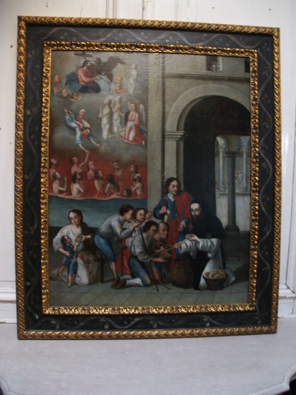 Large Religious Antique Oil Painting with new Frame
