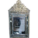 Small Brass and Glass Repousse Baroque Mirror