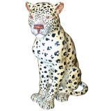 Vintage Italian Glazed Terracotta Leopard