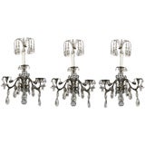 Set of Three Sconces with Crystal and Bronze